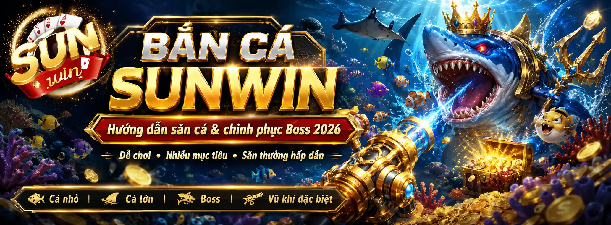 Bắn Cá Sunwin – Hướng Dẫn Săn Cá Và Chinh Phục Boss 2026 1 Bắn Cá Sunwin – Hướng Dẫn Săn Cá Và Chinh Phục Boss 2026
