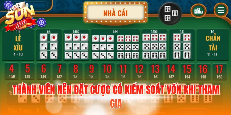 Thành viên nên đặt cược có kiểm soát vốn khi tham gia